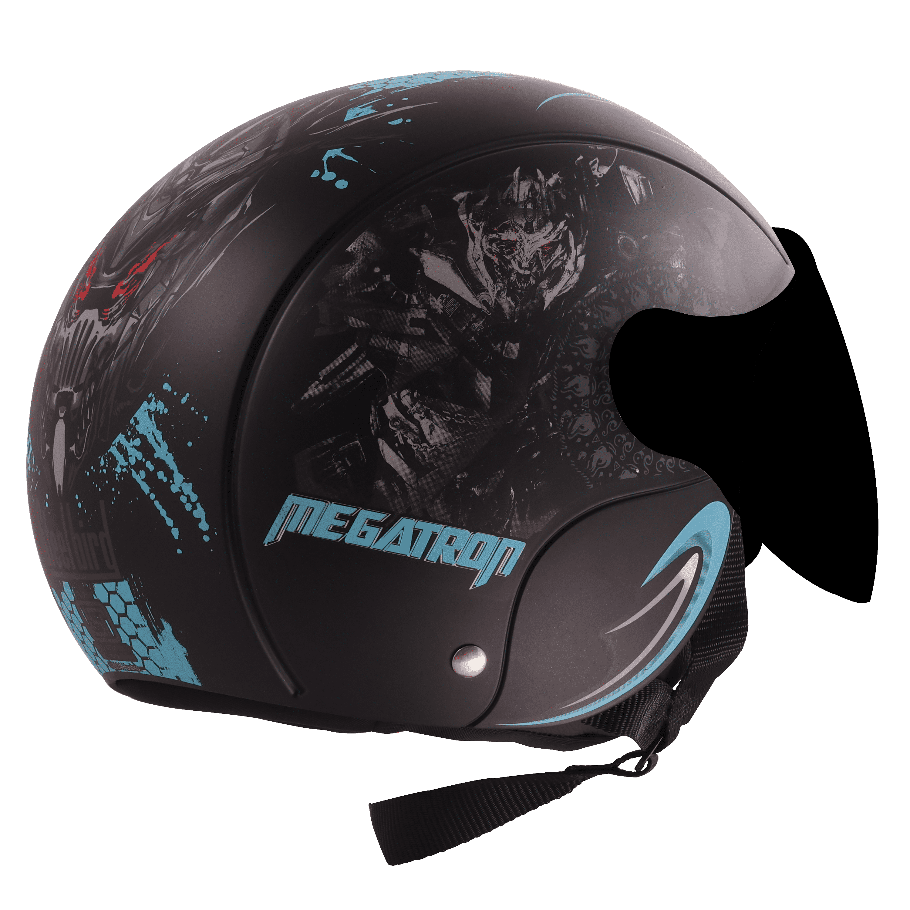 SBH-16 MEGATRON GLOSSY BLACK WITH LIGHT BLUE